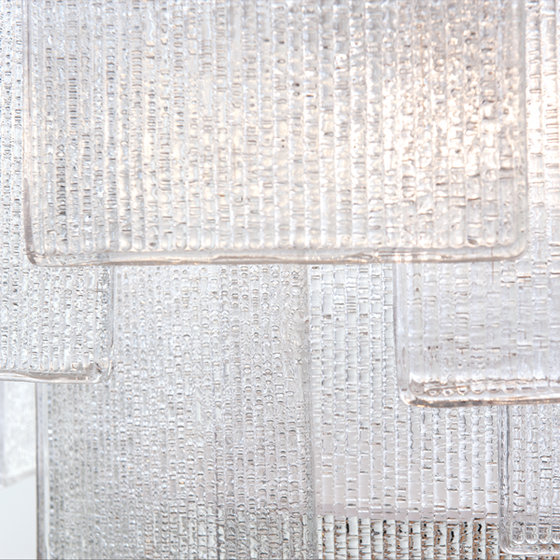View of the textured glass panes of the Galjour Murano Glass Chandelier