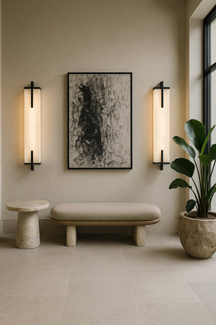  Beckett Alabaster Wall Sconce in an Entranceway
