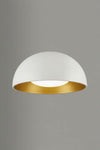 White LED ceiling light with gold interior on a gray background