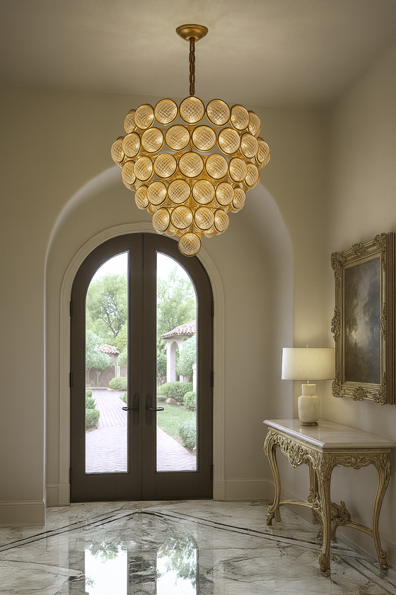 Dominique Ribbed Glass Globe Chandelier