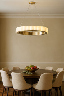  Satin Brass, Alabaster, LED pendant.
