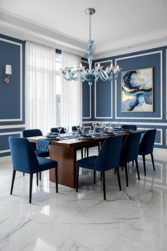 Marcella Venetian Blue Glass Chandelier