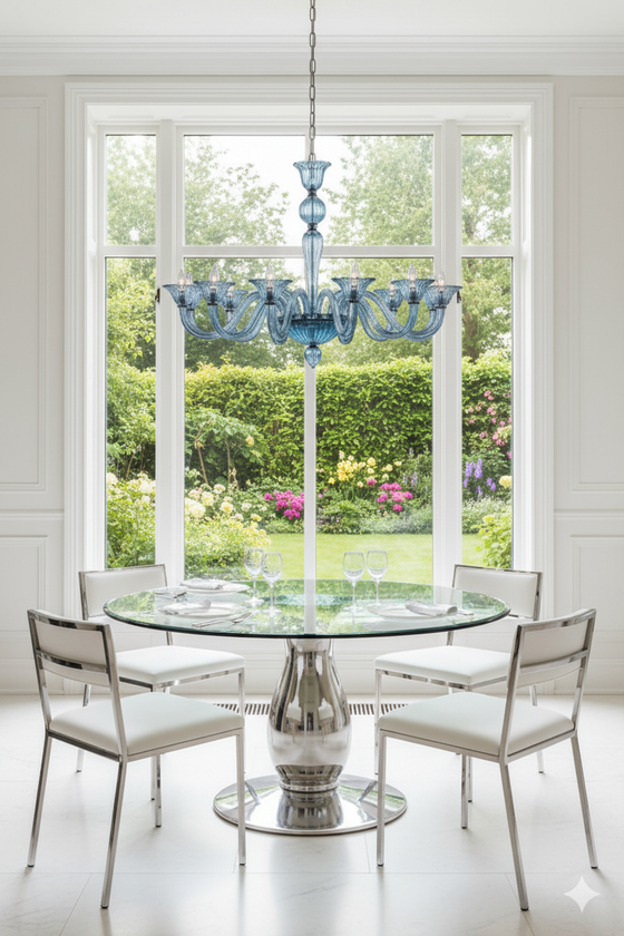 Marcella Venetian Blue Glass Chandelier