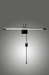 Modern LED matte black sconce plug-in or hardwire light fixture on a gray background