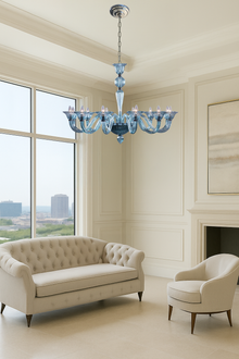  Marcella Venetian Blue Glass Chandelier
