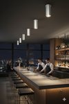 Silver Finish Downlight Modern bar with city skyline view at night
