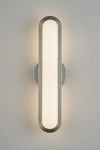 Satin Nickel Sconce Modern wall-mounted light fixture on a gray background