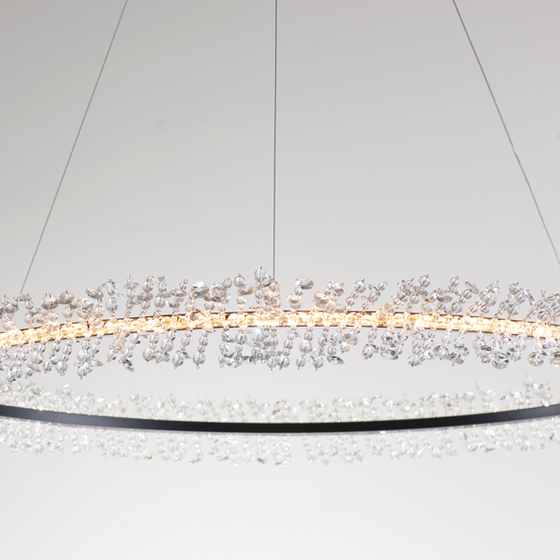View of Cadenza LED Light Round Chandelier from the bottom highlighting lighting ring
