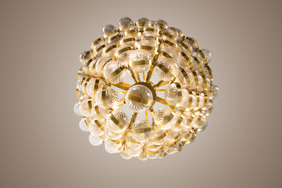 Dominique Ribbed Glass Globe Chandelier