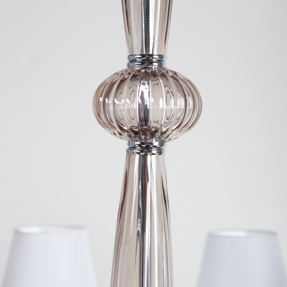 View of glass detail of the Fairmont Chrome Chandelier 