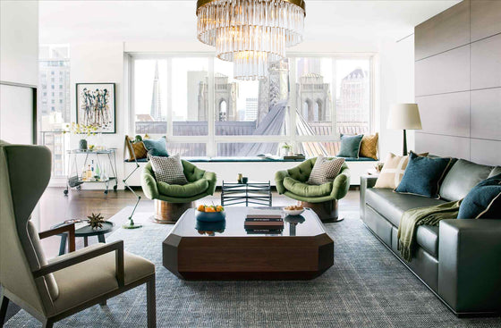 Valentina Antique Brass Ceiling Light Fixture installed in a living room setting 