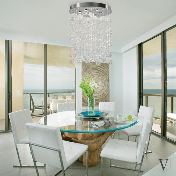 Bella Glass Bubbles Chandelier installed over a dining room table