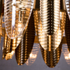 Close up of cast glass of Jazz Art Deco Chandelier in Satin Brass