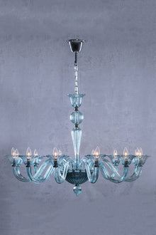  Marcella Venetian Blue Glass Chandelier